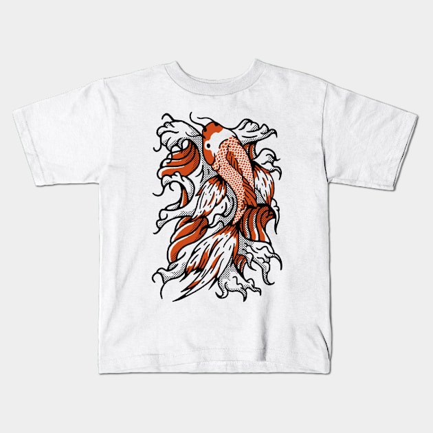 Japanese aesthetic Koi Fish. Vintage japanese style koi fish design Kids T-Shirt by The Japanese Fox